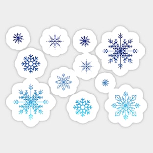 Blue Ombre Faux Glitter Snowflakes Sticker